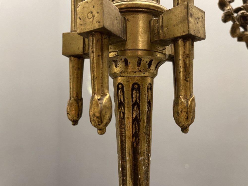 Italian Liberty Bronze Chandelier, 1940s