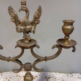2-arm bronze candlestick, with eagle, 19th century