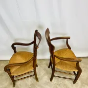 Pair of dissimilar walnut armchairs