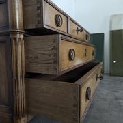 Louis XVI style chest of drawers in cherry wood with Pyrenean marble.