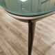 Mid-century mahogany dining table with aquamarine glass top
