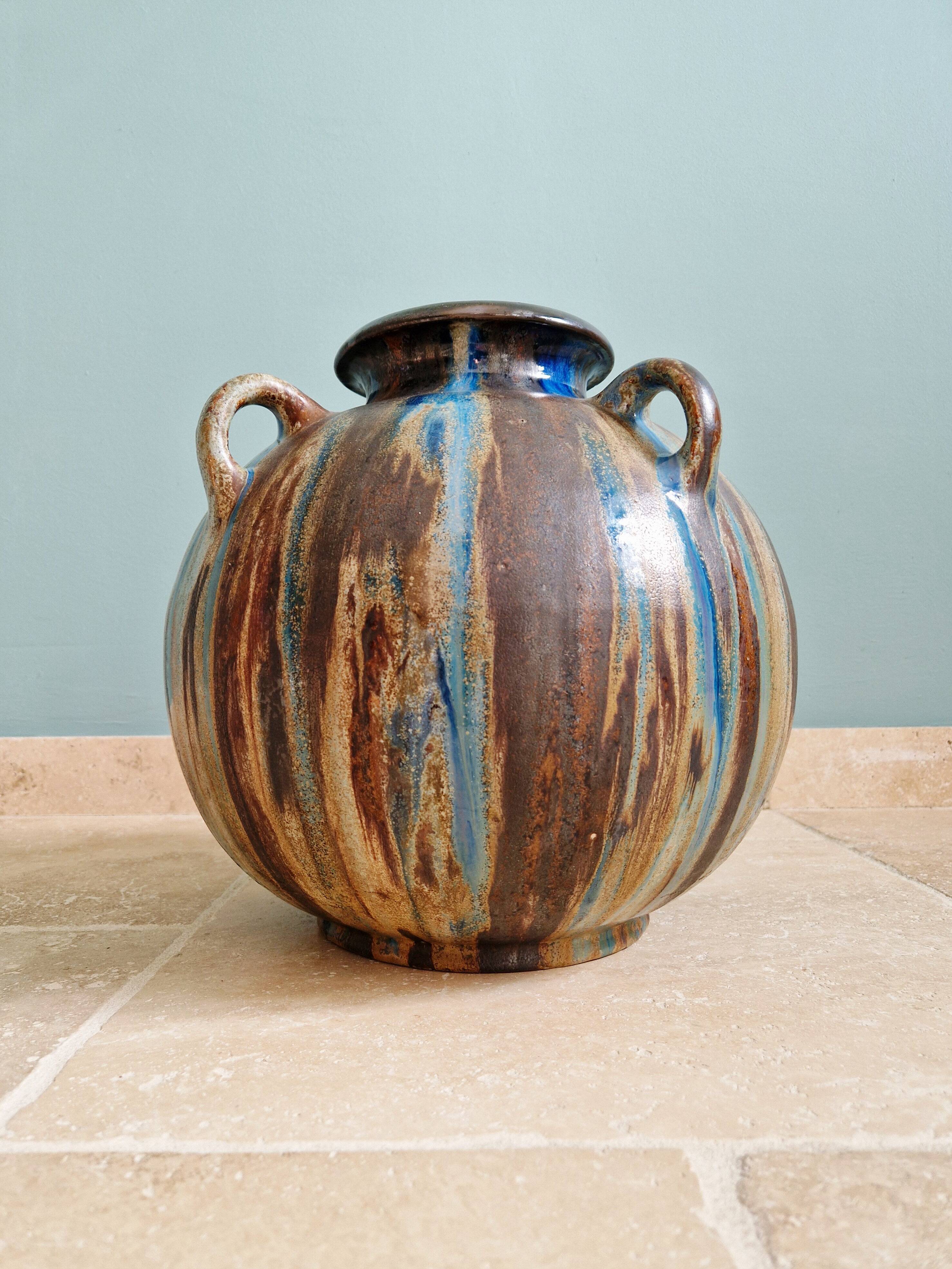 Large flamed stoneware vase, Roger Guérin