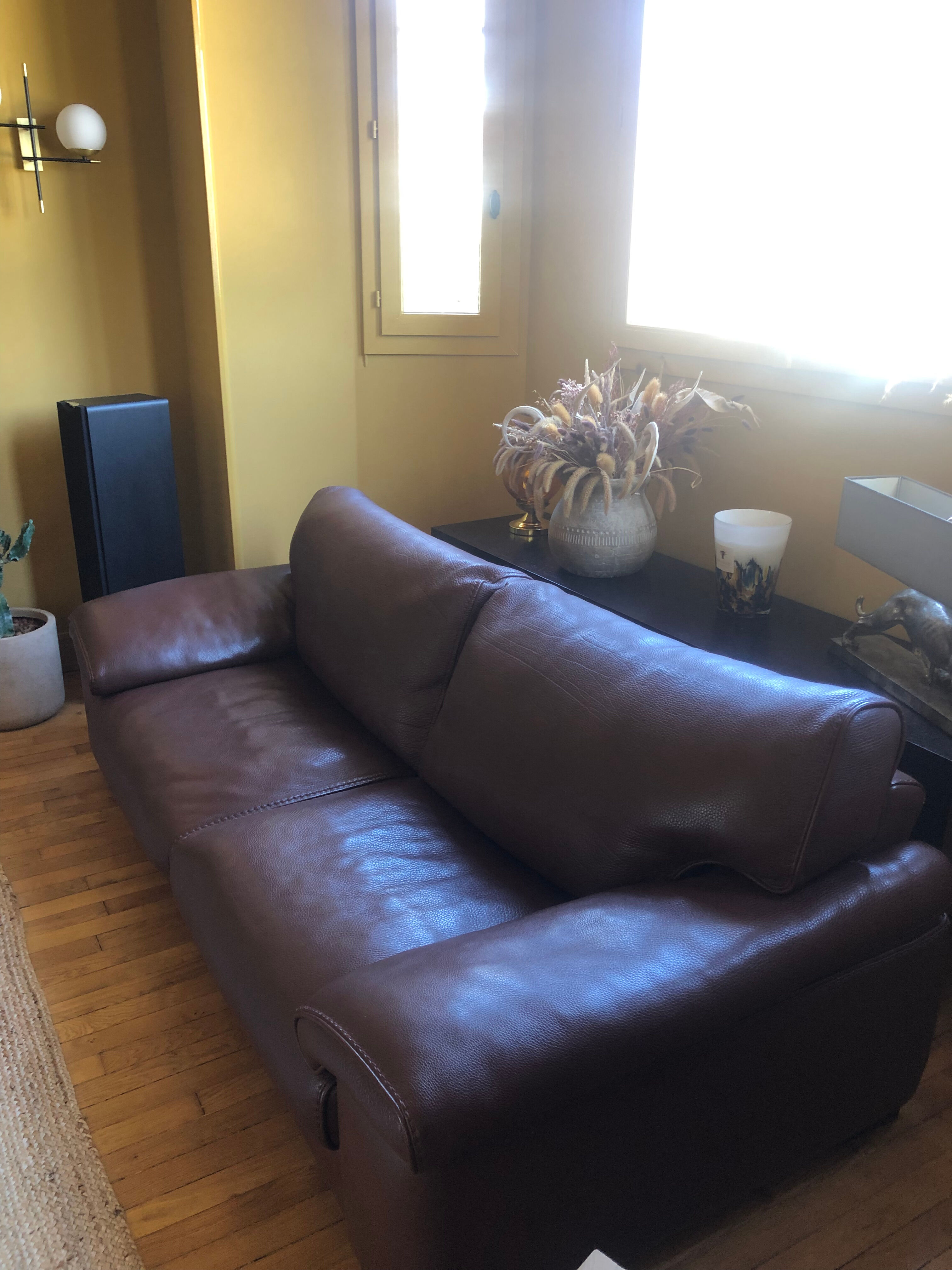 canapé roche bobois en cuir noir de 2,40m