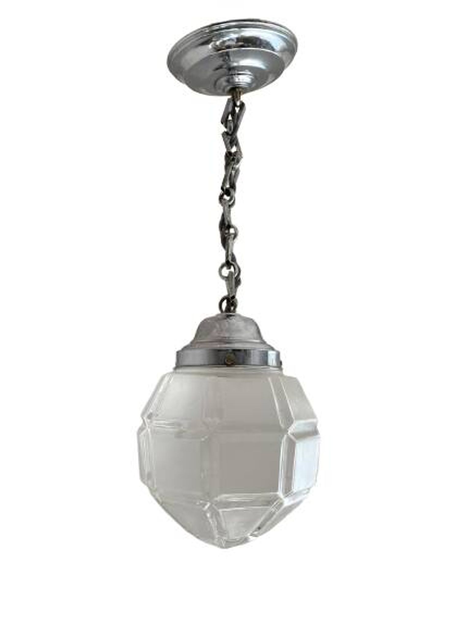 Art Deco glass and chrome pendant light