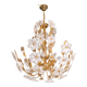 Large Size Vintage Murano Glass Chandelier White Flowers, 1970