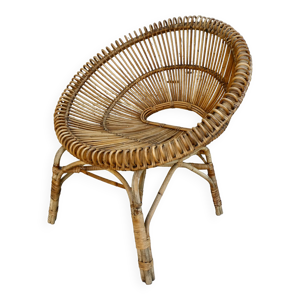 Fauteuil corbeille en rotin des