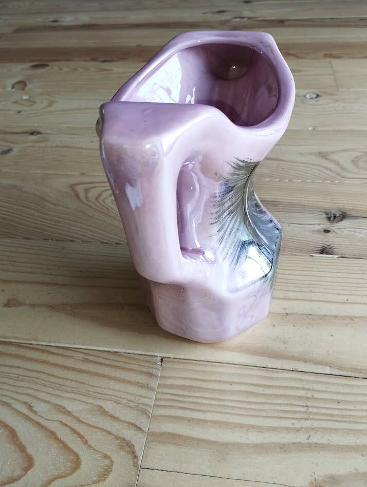 Vintage pearlescent vase, in the style of Vallauris, 1970s.
