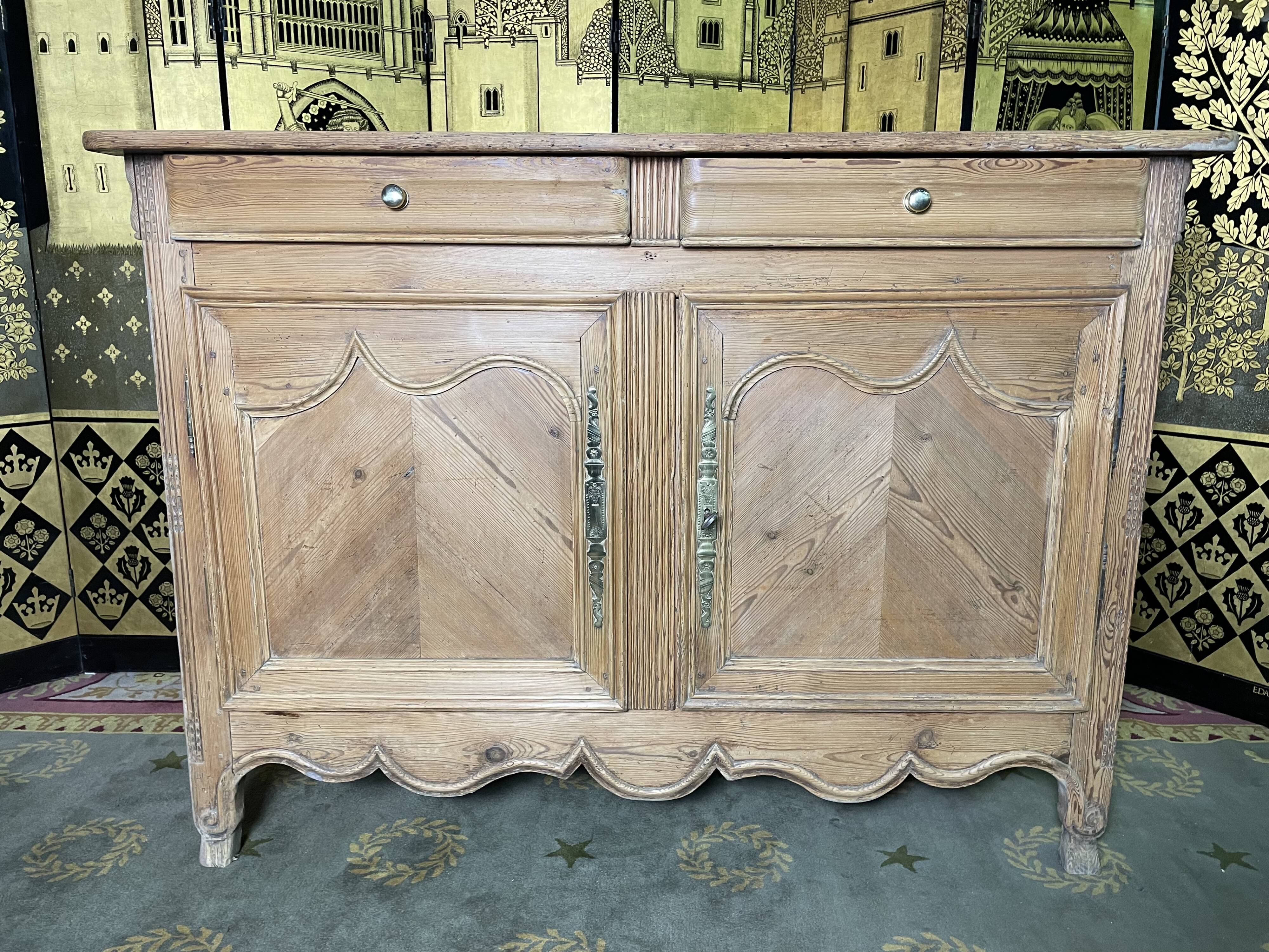 Buffet low fir Louis XV 1850 restored
