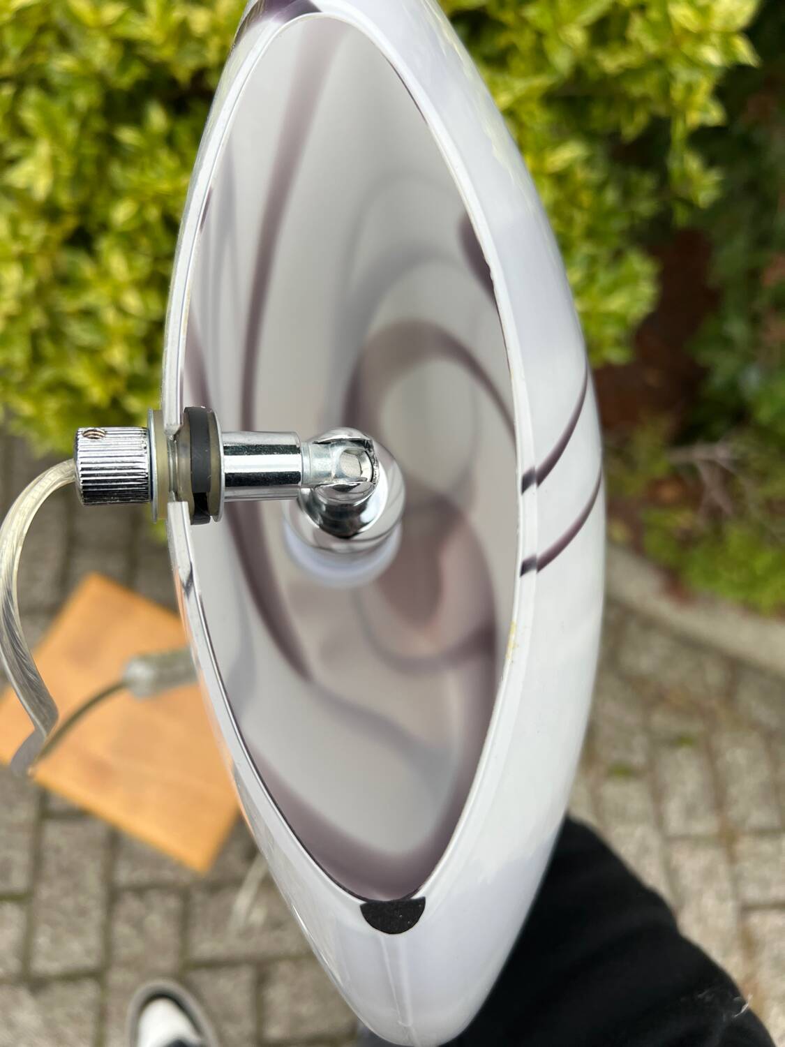 Zebra Swirl Table Lamp, Zijlstra Tiel Dutch Design, Vintage Glass Light, Black & White Stripes, 1990s Home Decor