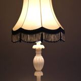 Alabaster lamp with white shade