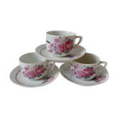 3 cups lot with vintage saucer