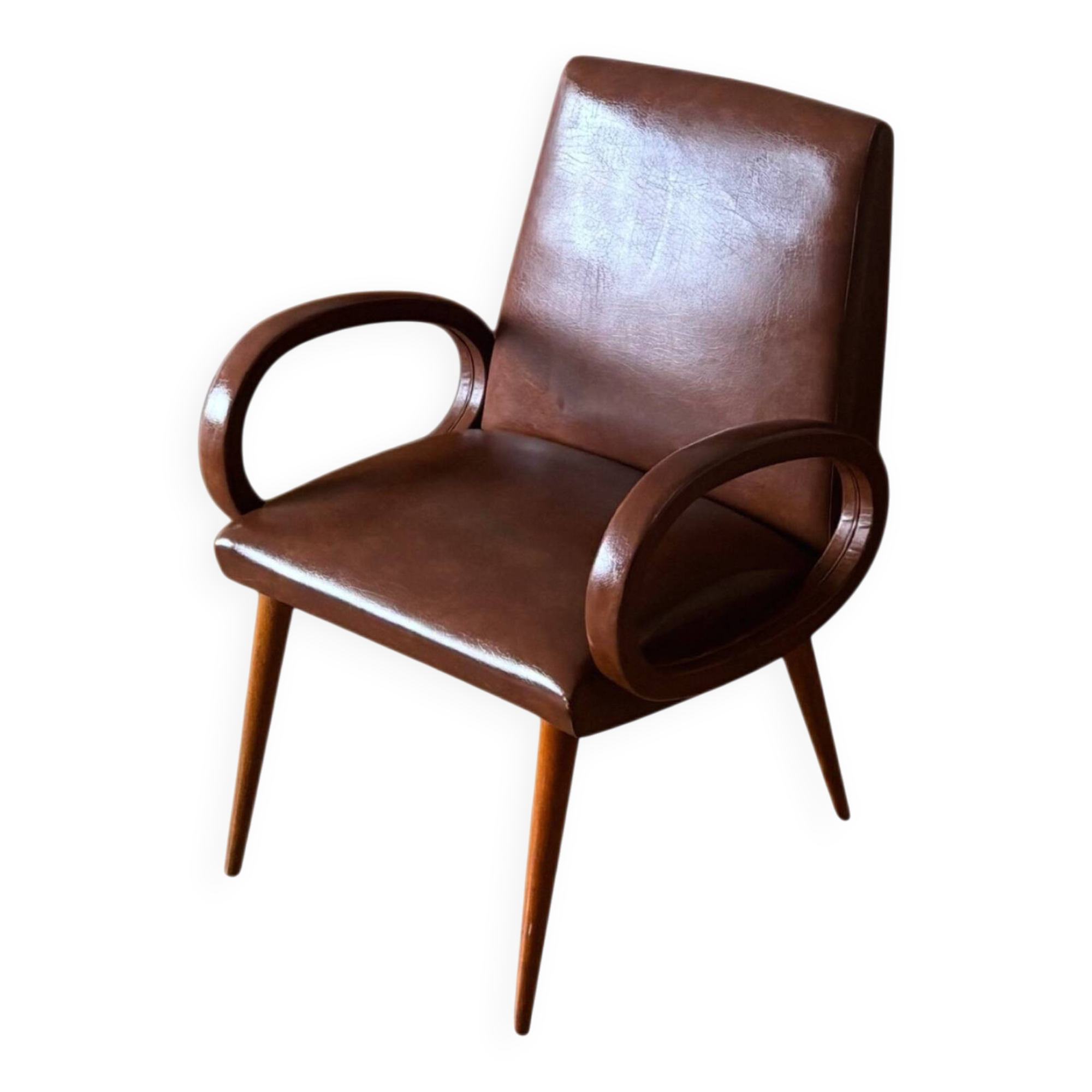 Modernist armchair with oval armrests, 1950s-1960s