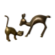 Animaux "le chat et le chevreuil" en laiton doré vintage 60