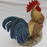 Coq chantant figurine en biscuit signée