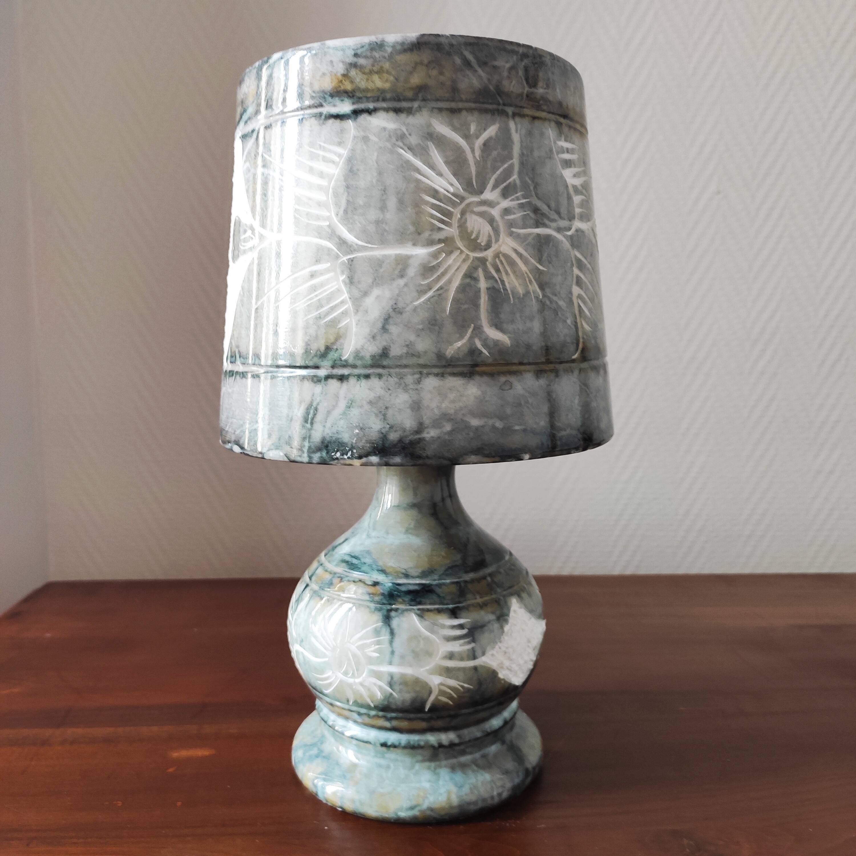 Lampe vintage 70 en onyx gris