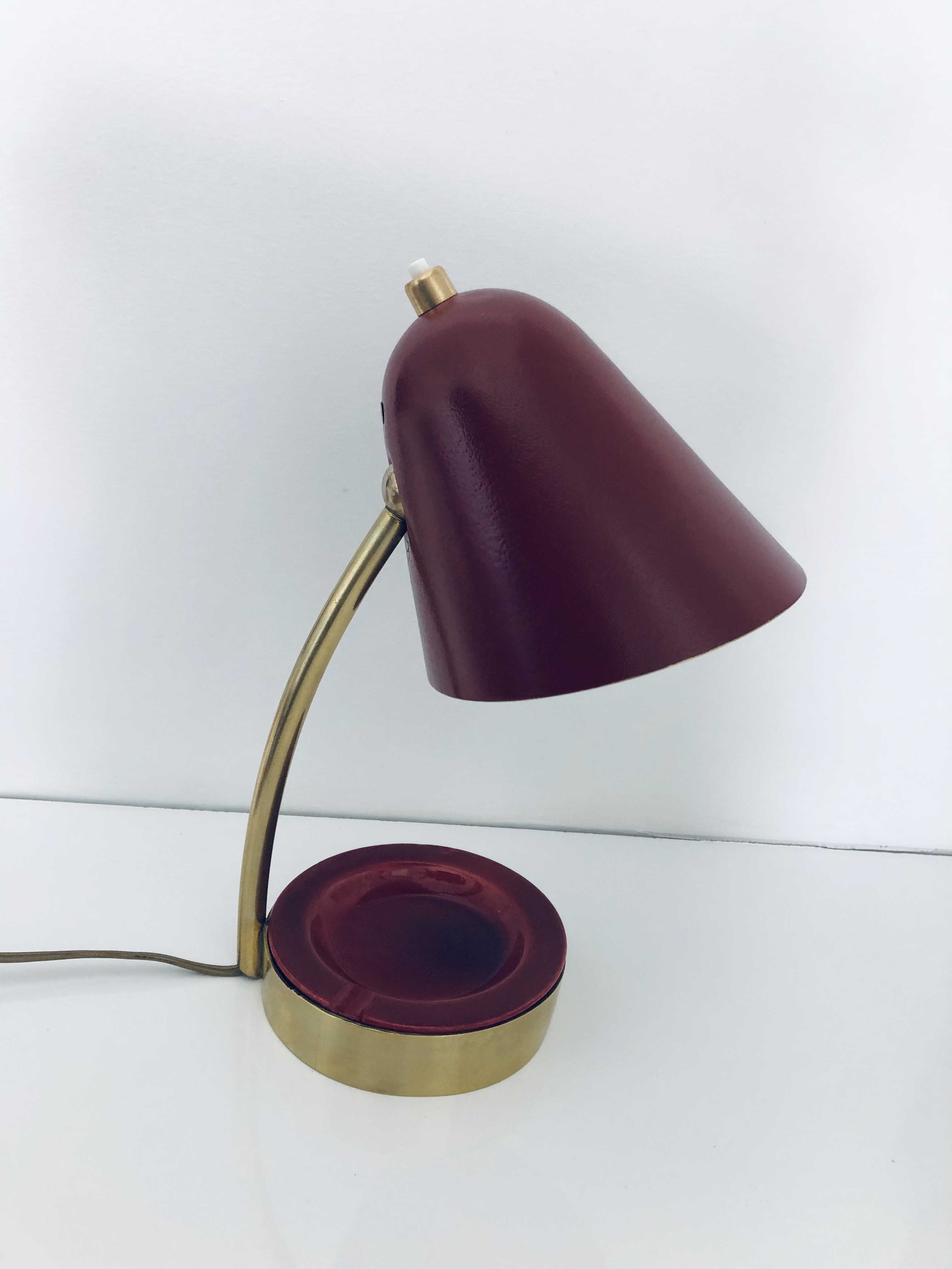 Brass and ceramic bedside lamp 1950