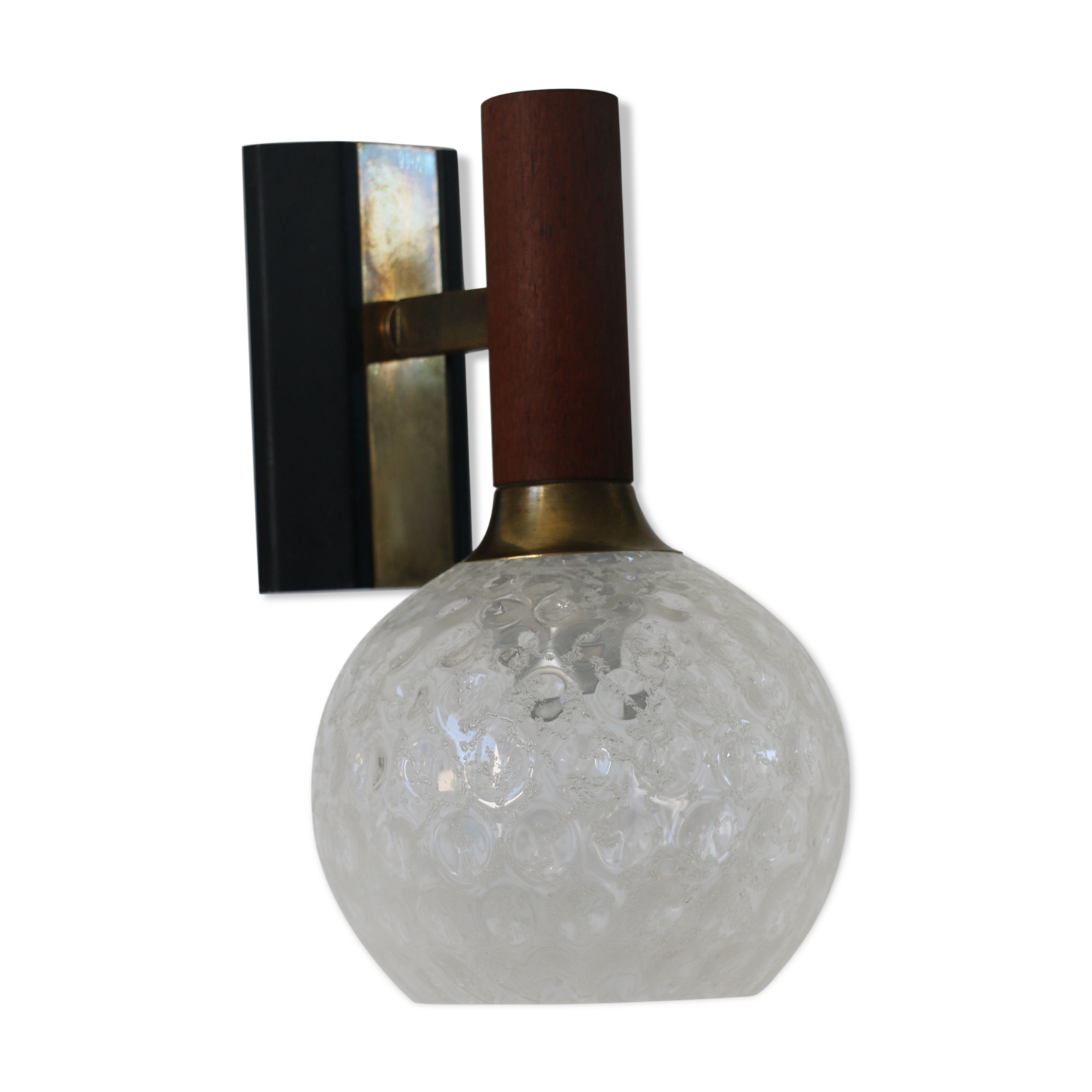 Wall lamp teak metal and glass
