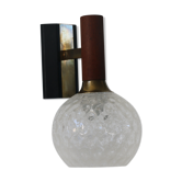 Wall lamp teak metal and glass