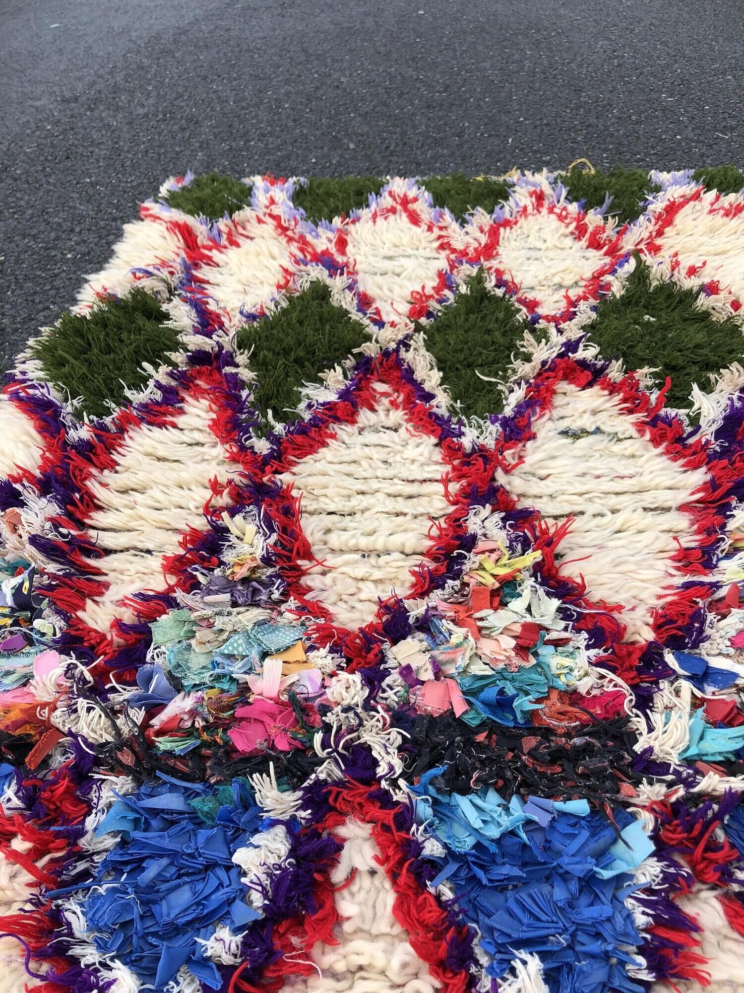 Azilal wool and handmade cotton rug 100x190 cm
