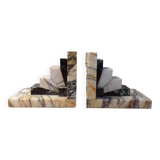 Pair of art deco marble bookends