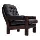 1970s, Danish armchair, brown furniture leather, oak wood.