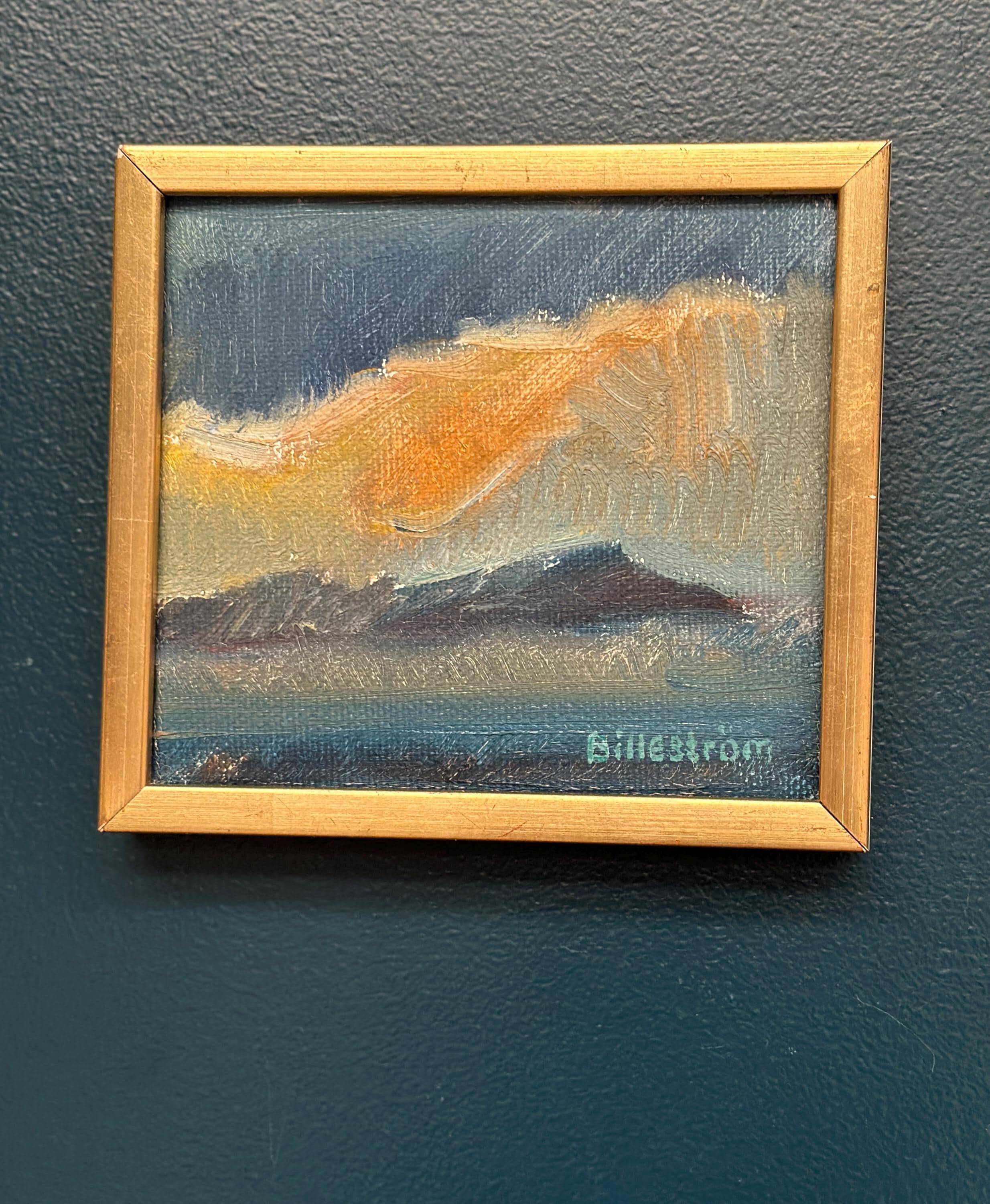 Huile sur toile originale suédoise – “Lueur du coucher de soleil” par Carl Erik Billeström, encadrée