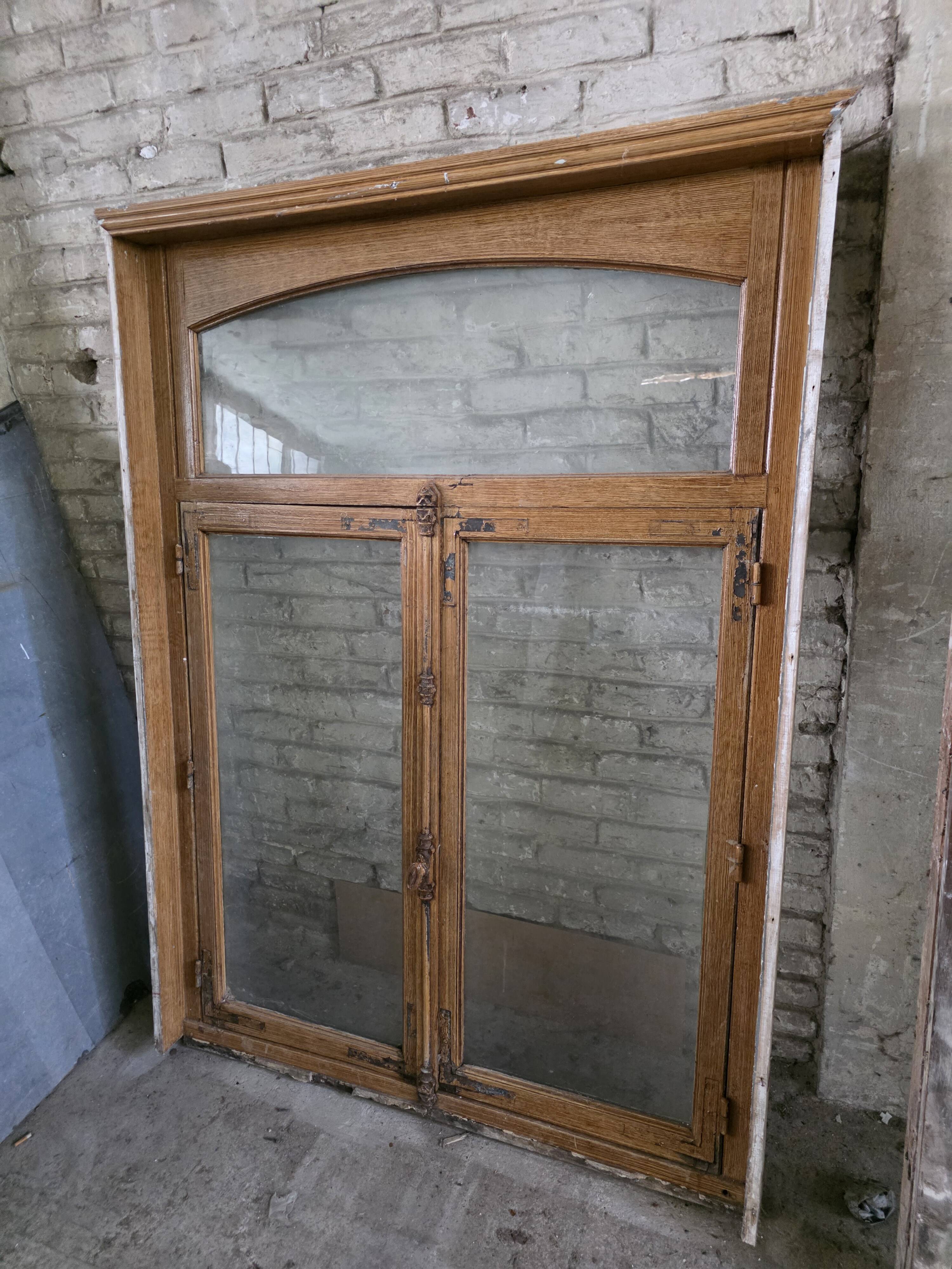 Pair of solid oak windows from the early 20th century.