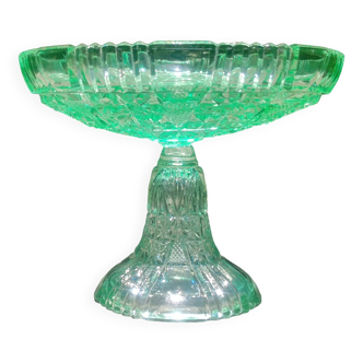 Coupe à fruit en verre ou cristal en ouraline années 1910/1930