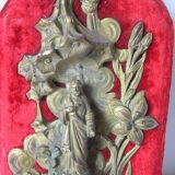 Old large Catholic font Napoleon III regulates on velvet 31 cm religion