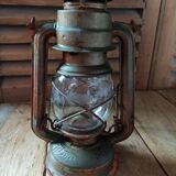 Retro patinated metal hurricane lamp méva petrol