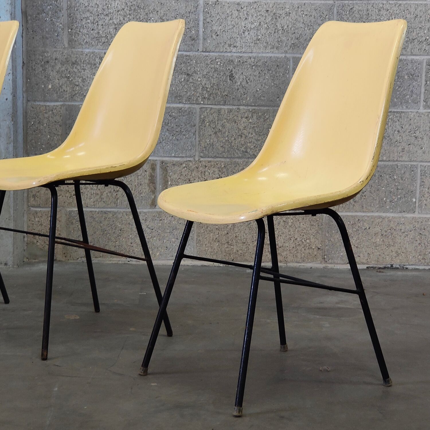 Set of 4 fiber and metal chairs by Miroslav Navratil for Vertex 1960