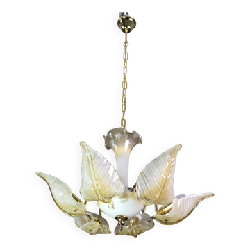 Exceptional Vintage 6-Light Gold Murano Glass Chandelier