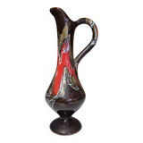 Pichet vase décoratif Vallauris 25 cm émaillage fat lava rouge et brun