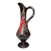 Pichet vase décoratif Vallauris 25 cm émaillage fat lava rouge et brun
