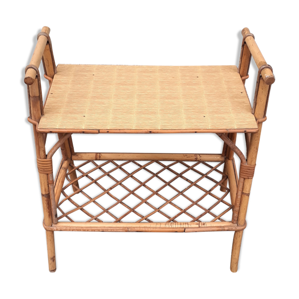 Table d'appoint en rotin vintage