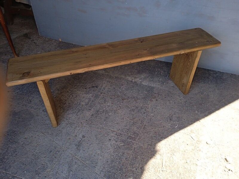 Solid patinated wood bench 140cm