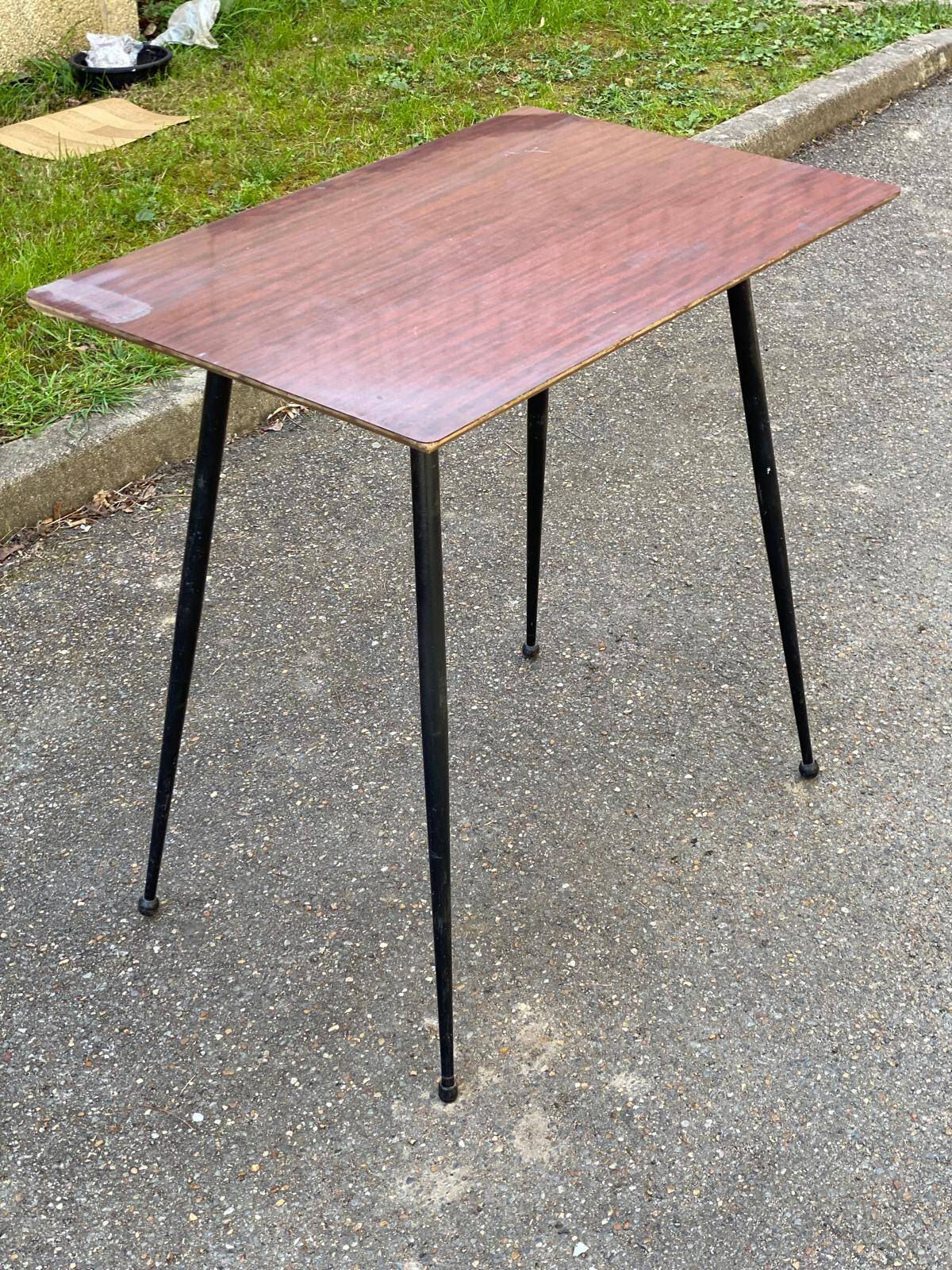 Scandinavian steel and rosewood dining table