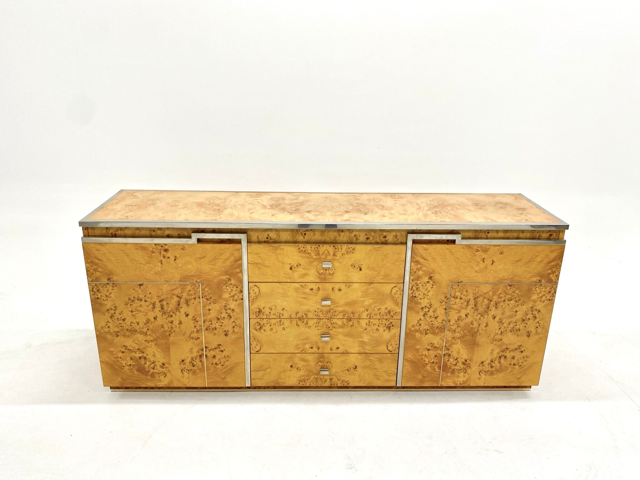 Enfilade loupe d'elm and brass 1970s