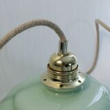 Suspension in vintage almond green opaline - electrified to nine