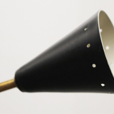Sputnik 24 arms in black lacquered metal and brass chandelier