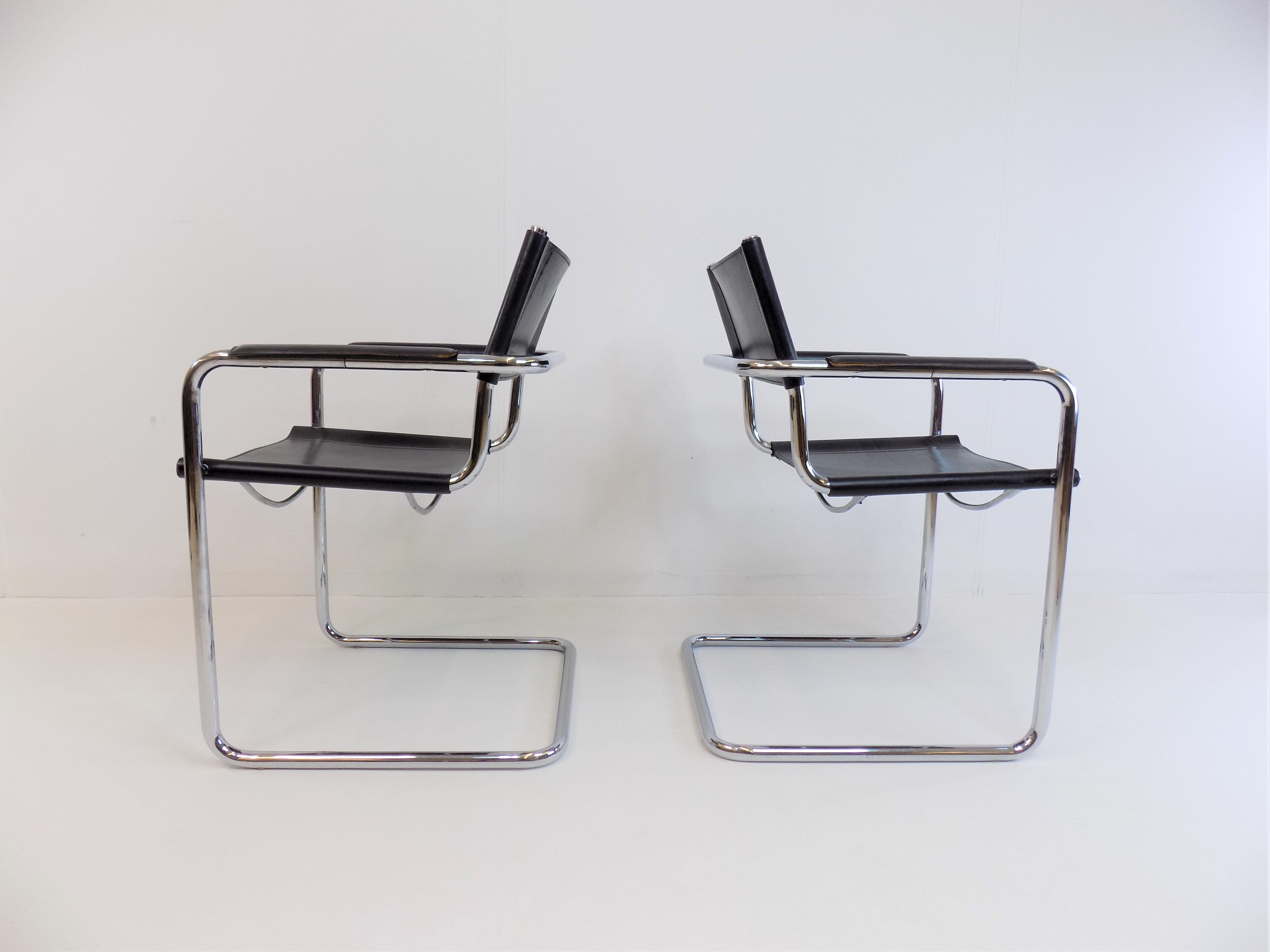 Matteo grassi mg5 set of 2 leather cantilever chairs