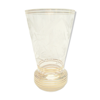 Engraved crystal vase