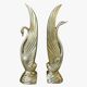 Pair of brass bookends, sculptural swans in Art Nouveau style.