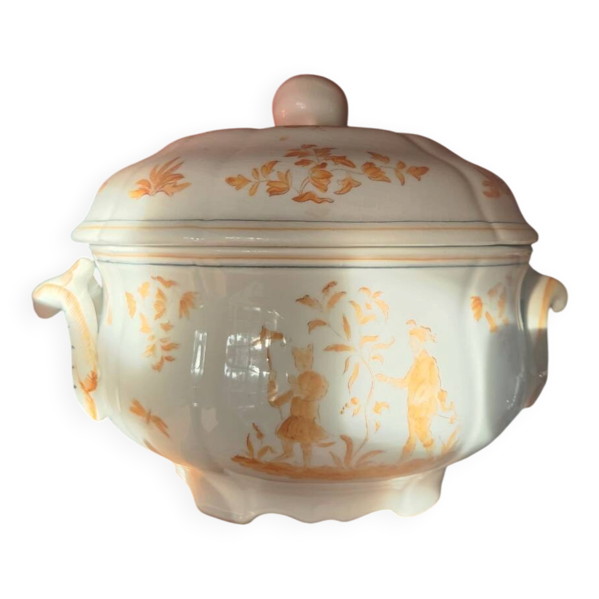 Large covered soup tureen Ollérys – Hand-painted art ceramic