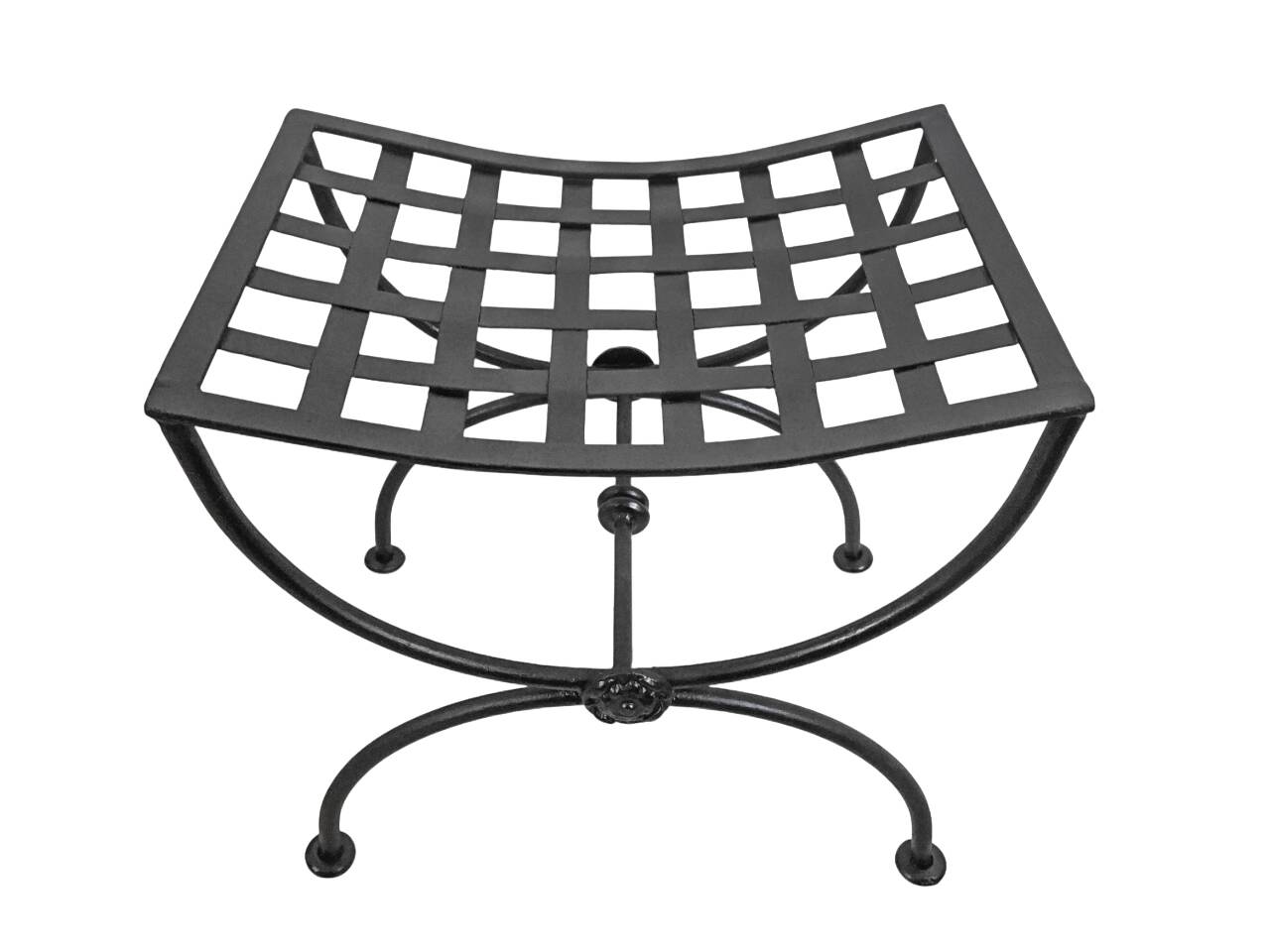 Pair of curule stools - Wrought iron - Vintage 20th century Excellent condition