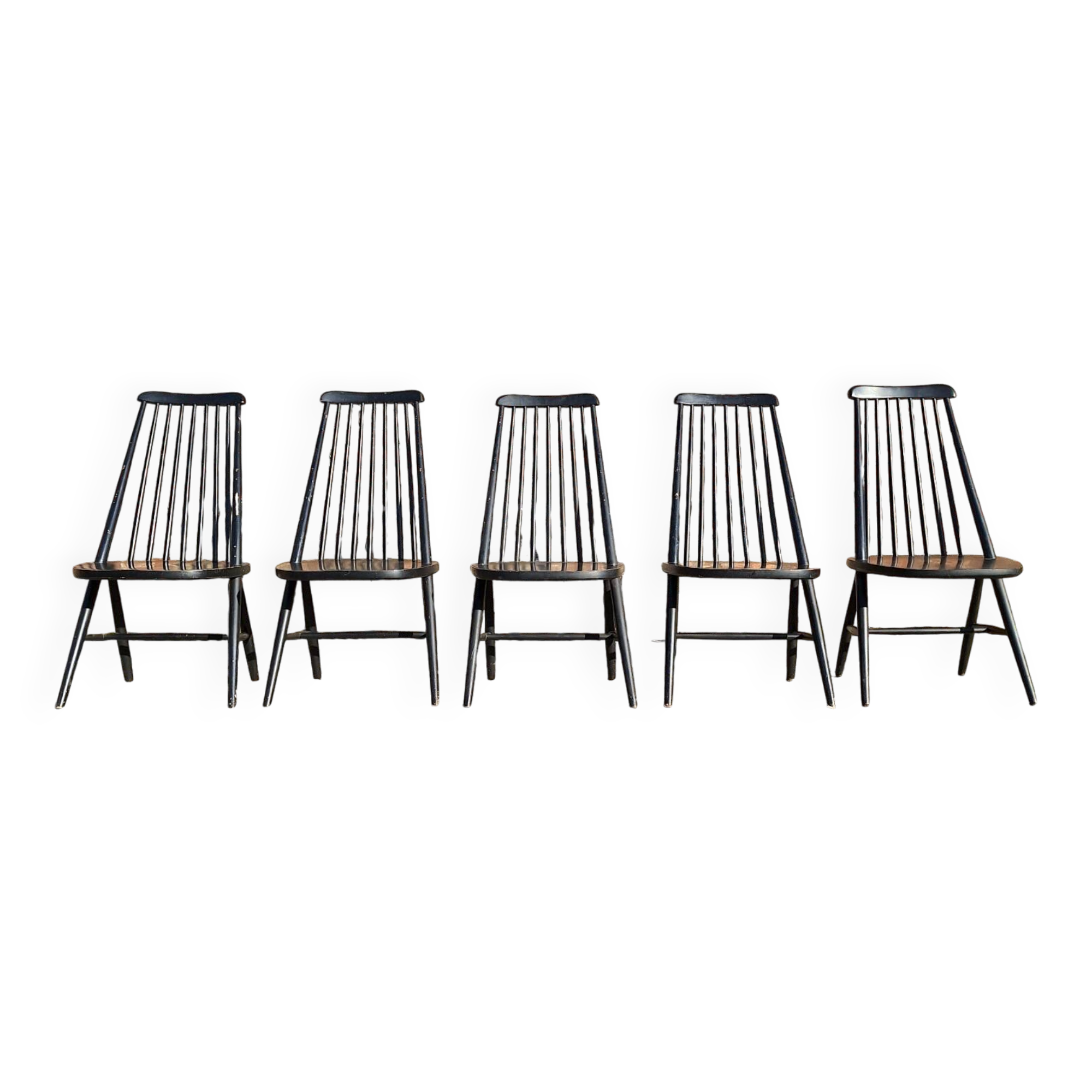 Set of 5 vintage Scandinavian chairs, antique seating furniture