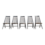 Set of 5 vintage Scandinavian chairs, antique seating furniture