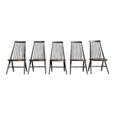Suite de 5 chaises vintage scandinaves, meubles sièges anciens