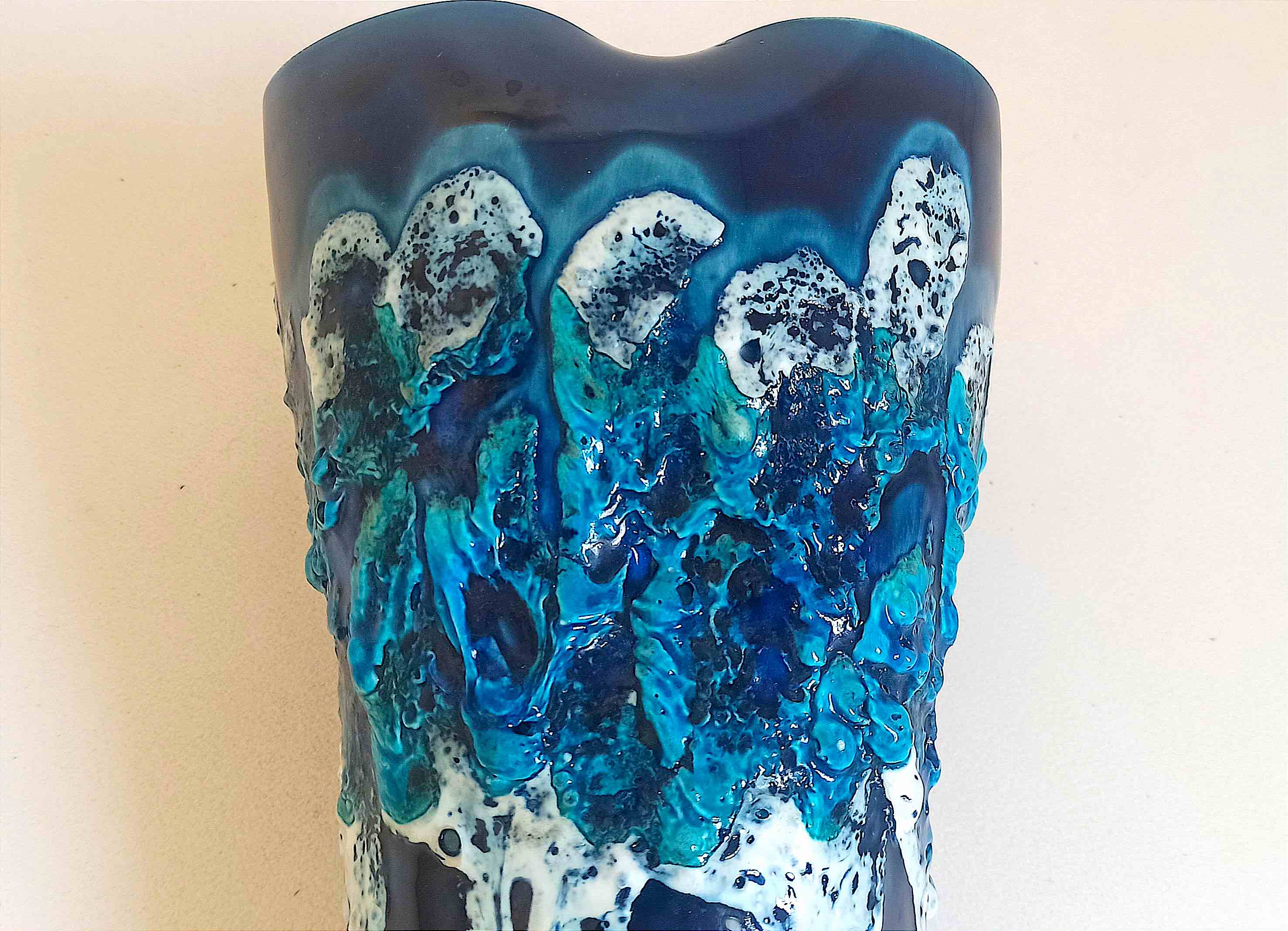 Vase Fat Lava Vallauris Ecume des Mers Height 25,5 cm