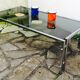 Table basse metal et verre fumé vintage